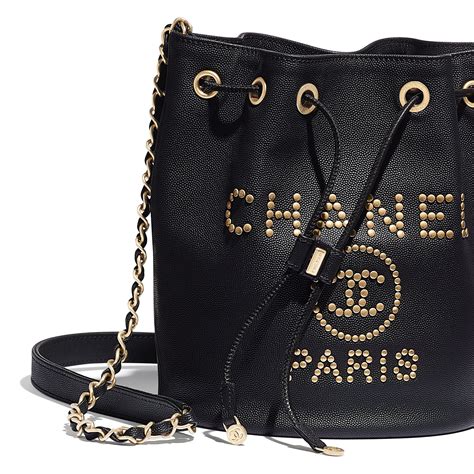 chanel bag black and gold|chanel grained calfskin drawstring bag.